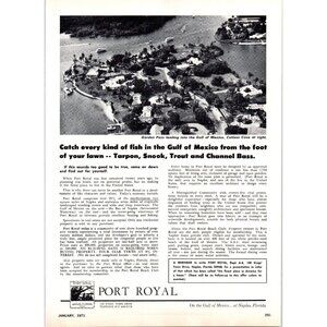 1971 Port Royal Gordon Pass Naples Florida Vintage Print Ad 70s Wall Art